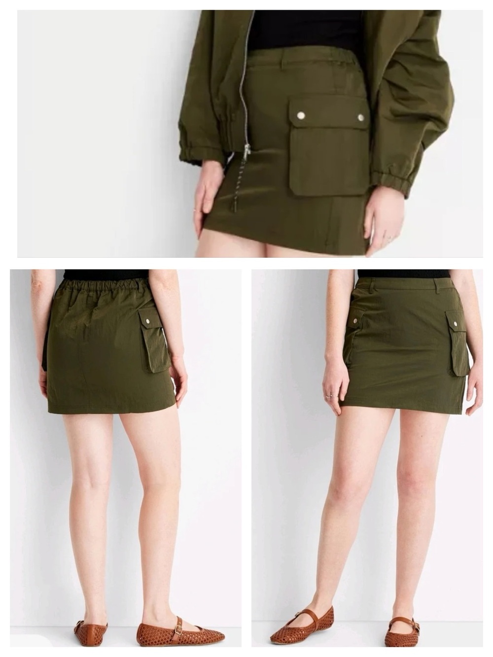 Future Collective Cargo Skirt Olive Green Target Size Medium NWT Utility Army